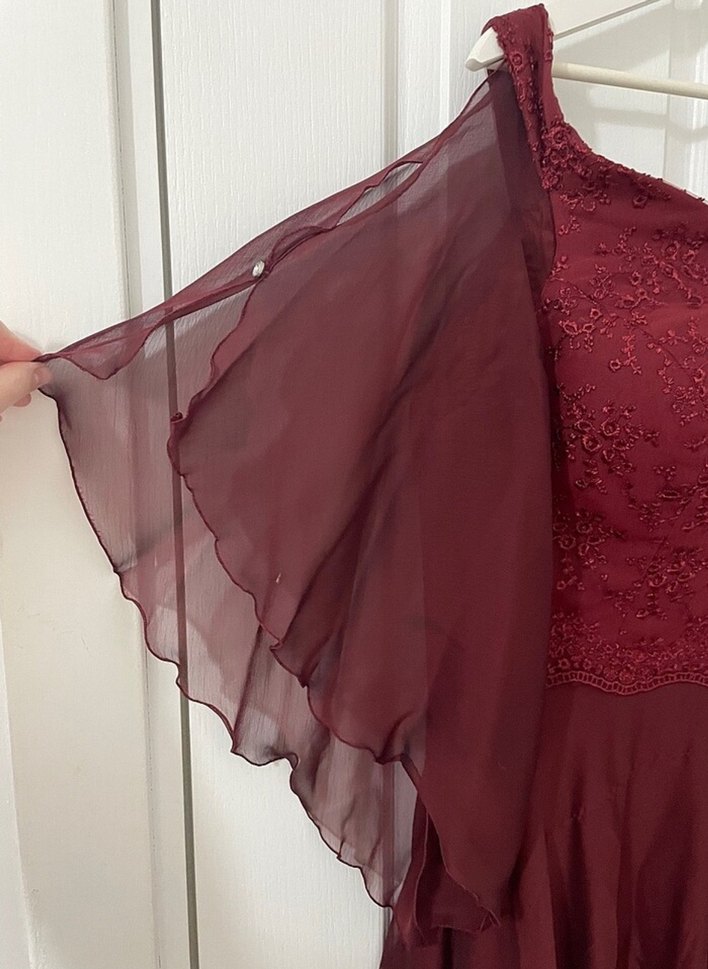 özel dikim bordo elbise abiye - Görsel 2