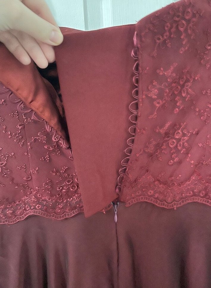 özel dikim bordo elbise abiye - Görsel 4