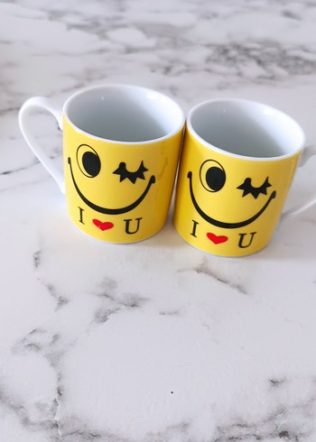 Sarı Renkli Göz Kırpan Yüz Desenli Kupa - Görsel 5