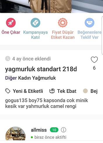 m Beden Mont ve yagmurluk