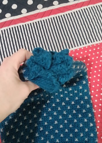 Renkli Mavi Örgü Kadın Bere - Görsel 2