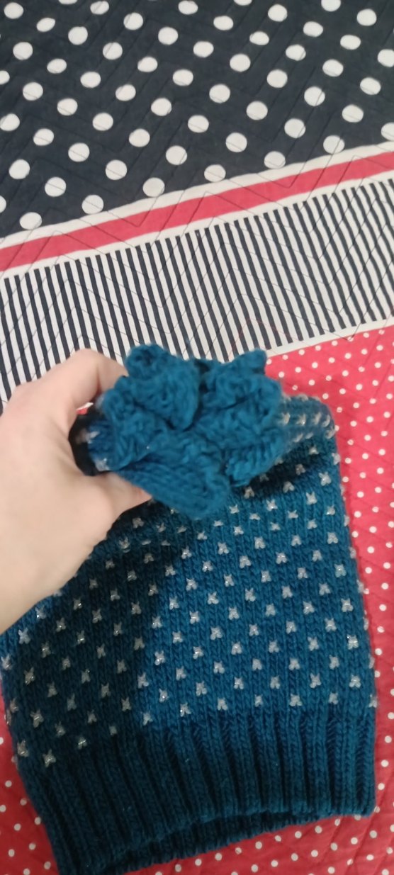 Renkli Mavi Örgü Kadın Bere - Görsel 2