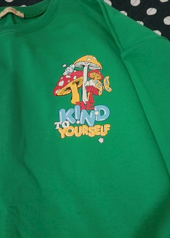 Düğmeli Yeşil Kadın Sweatshirt - Görsel 2