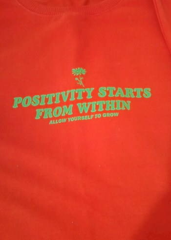 Kırmızı Baskılı Kadın Sweatshirt - Görsel 2