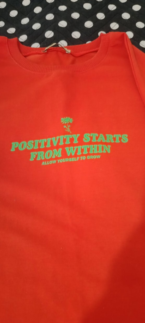 Kırmızı Baskılı Kadın Sweatshirt - Görsel 2