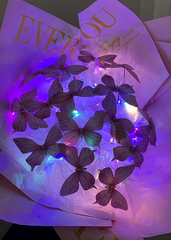 Led Işıklı Pembe Kelebek Buketi