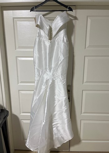 Beyaz Parlak Straplez A Kesim Gelinlik - Görsel 2