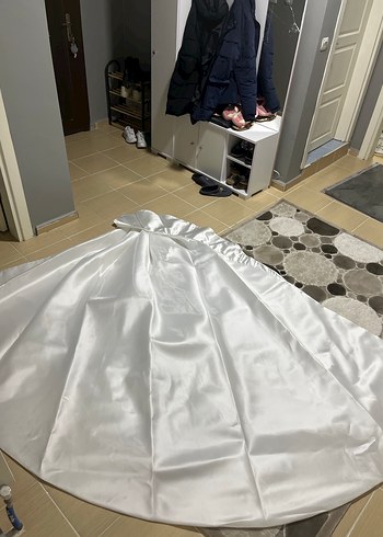 Beyaz Parlak Straplez A Kesim Gelinlik - Görsel 4