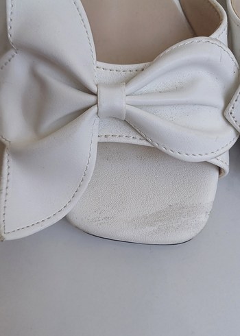 Beyaz Fiyonklu Stiletto Kadın Abiye Ayakkabı - Görsel 6