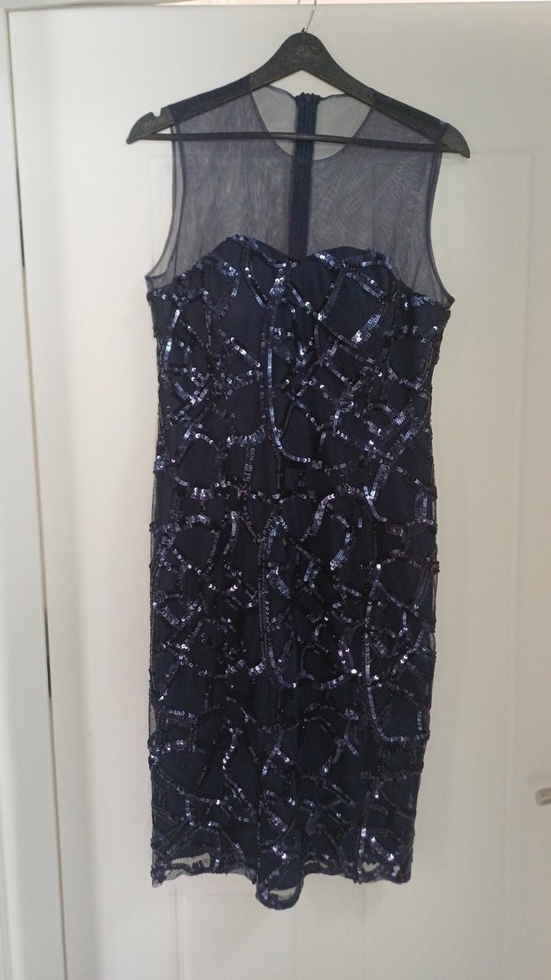 Lacivert Payetli Uzun Abiye Elbise - Görsel 3