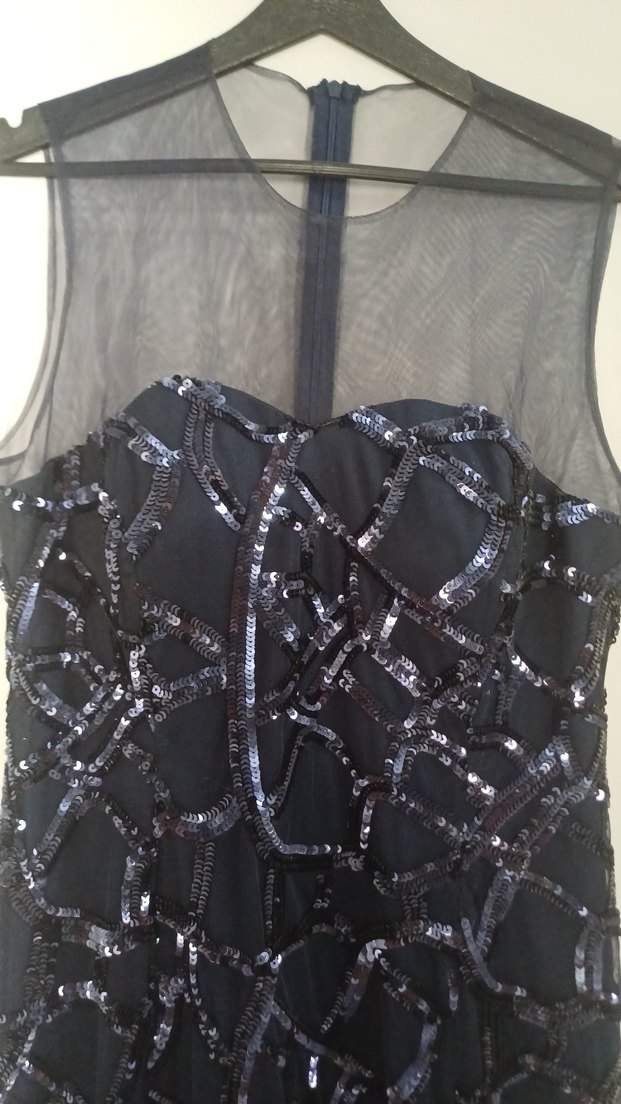 Lacivert Payetli Uzun Abiye Elbise - Görsel 2