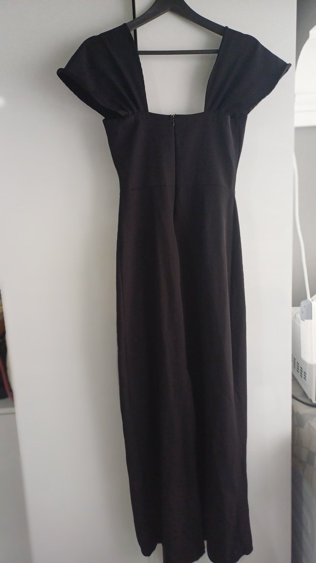 Siyah Drapeli Uzun Kadın Abiye Elbise - Görsel 3