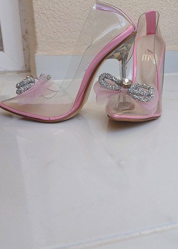 Diger Pembe Cam Topuklu Abiye Ayakkabı - Görsel 3