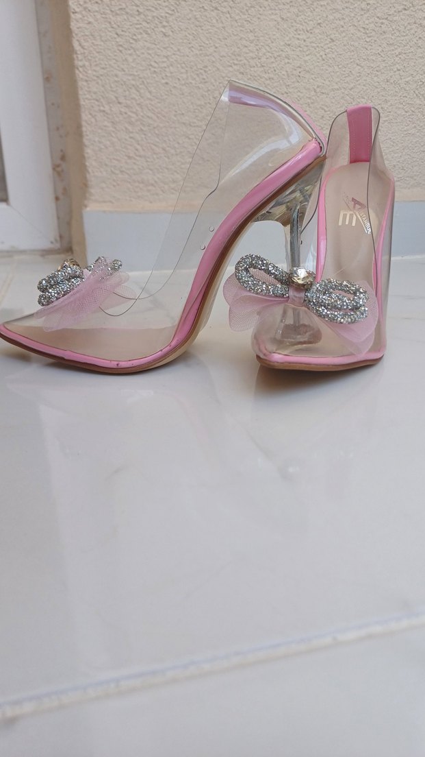 Diger Pembe Cam Topuklu Abiye Ayakkabı - Görsel 3