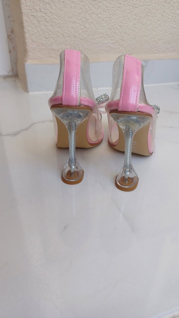 Diger Pembe Cam Topuklu Abiye Ayakkabı - Görsel 5