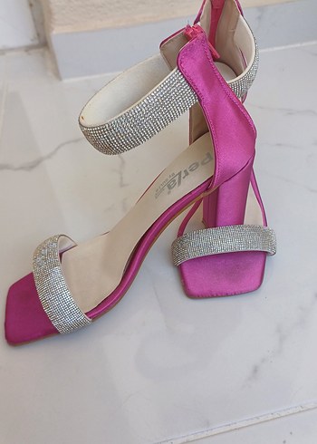 Diger Pembe Parlak Taşlı Topuklu Kadın Ayakkabı - Görsel 3