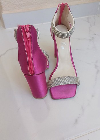 Diger Pembe Parlak Taşlı Topuklu Kadın Ayakkabı - Görsel 4