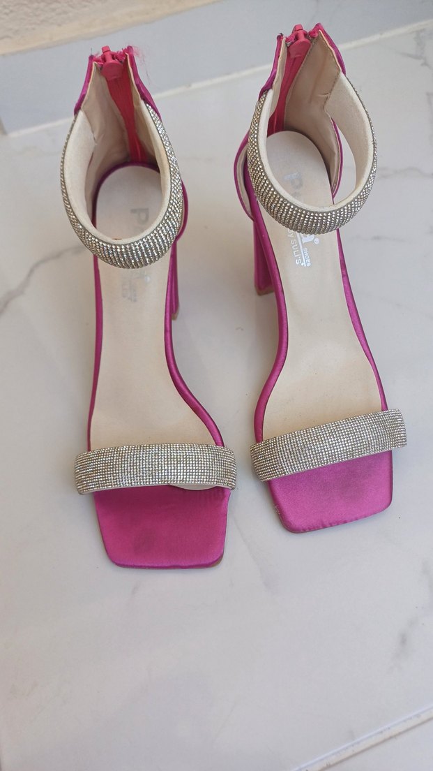Diger Pembe Parlak Taşlı Topuklu Kadın Ayakkabı - Görsel 2