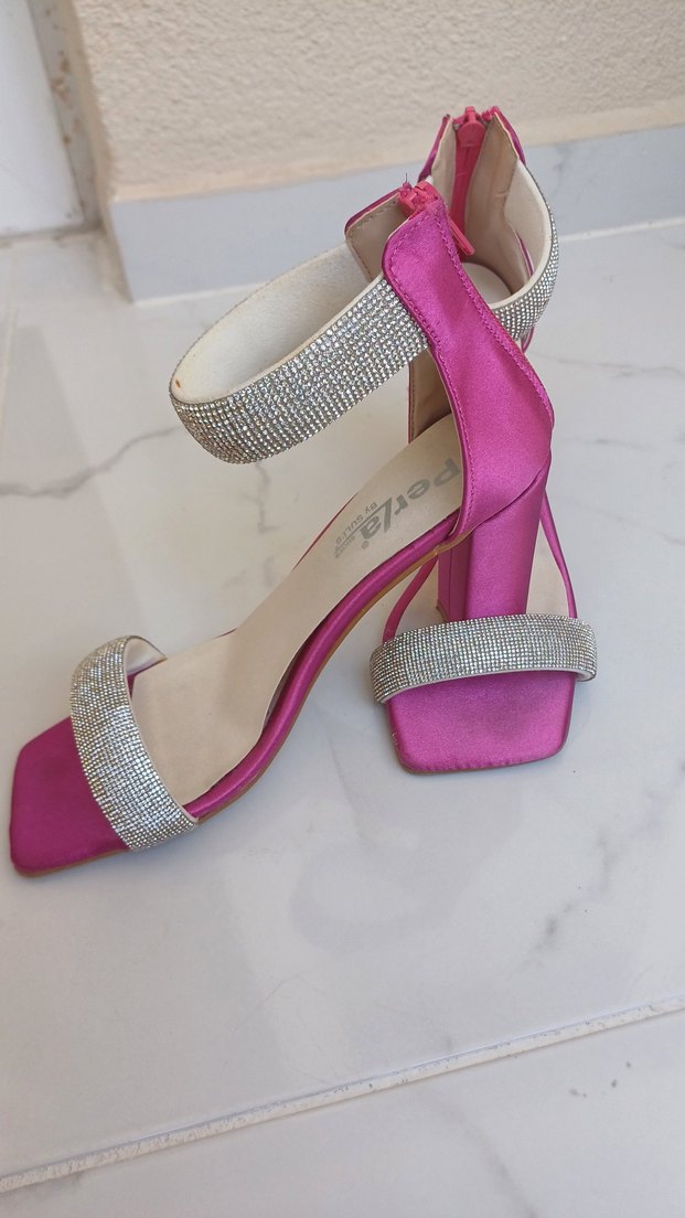 Diger Pembe Parlak Taşlı Topuklu Kadın Ayakkabı - Görsel 3