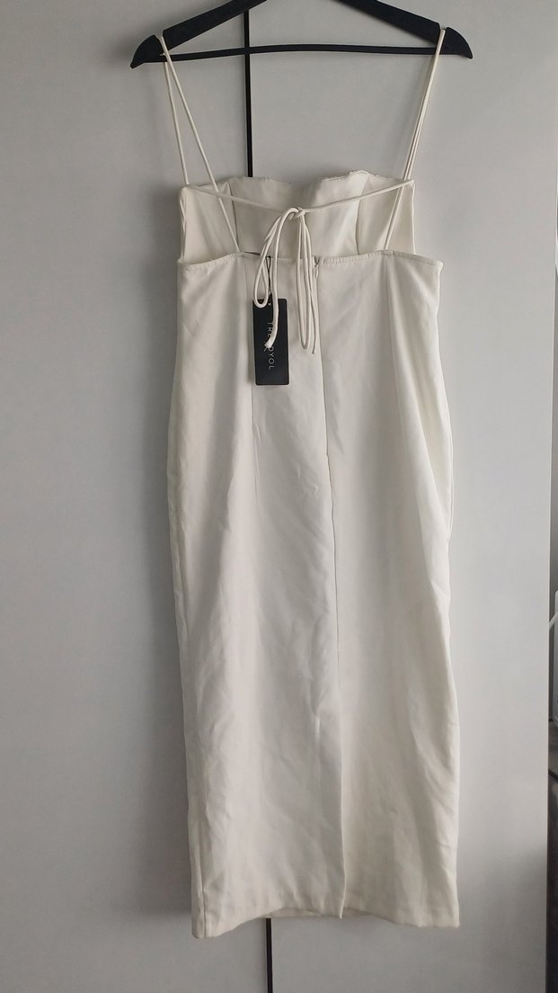 Beyaz Straplez Uzun Nikah  Elbisesi - Görsel 2