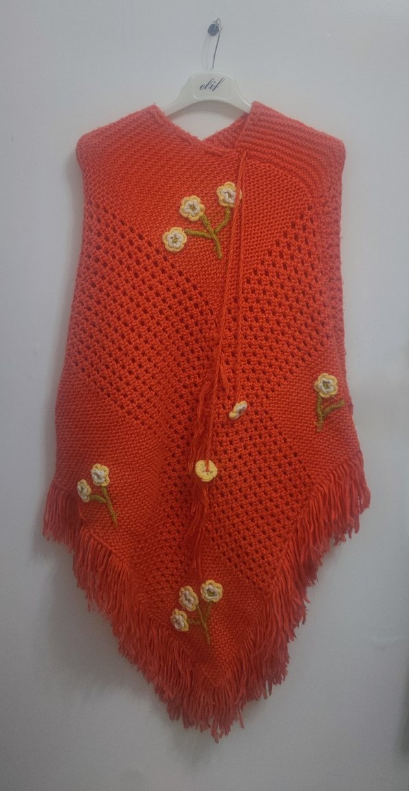 Nakışlı Kız Çocuk Bohem Örgü Panço - Görsel 2