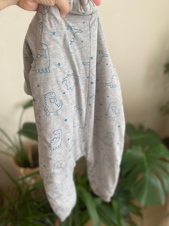 Gri Baskılı Fermuarlı Bebek Tulumu - Görsel 2