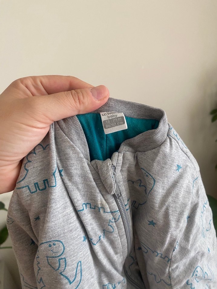 Gri Baskılı Fermuarlı Bebek Tulumu - Görsel 3