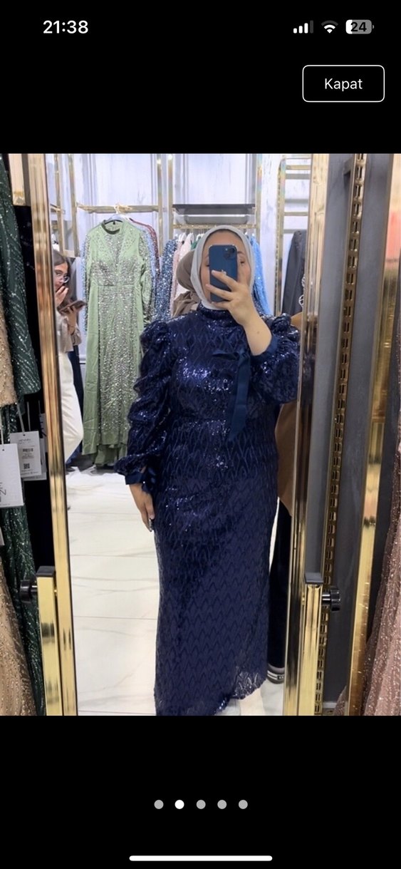 Lacivert abiye elbise - Görsel 3