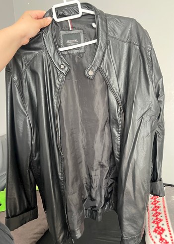 Siyah Deri Unisex Ceket Fermuarlı - Görsel 3