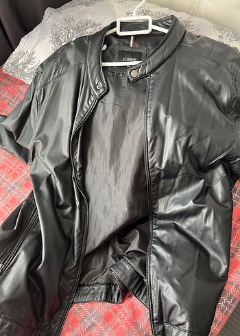 Siyah Deri Unisex Ceket Fermuarlı - Görsel 2