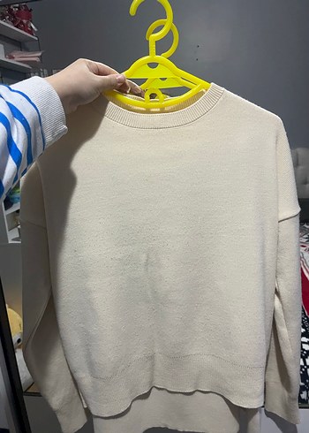 Krem Uzun Kollu Kadın Triko Kazak Etek Takım - Görsel 2