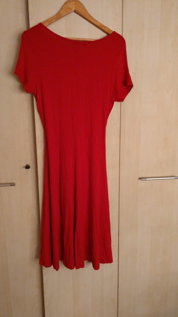 Kırmızı Drapeli Midi Hamile Elbisesi - Görsel 3