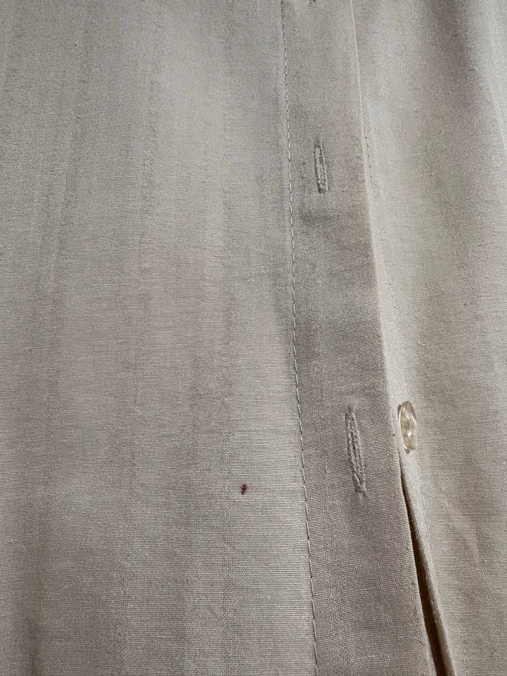 Bej Düğmeli Keten Uzun Kollu Gömlek - Görsel 2