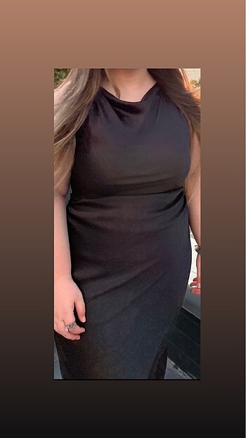 xl Beden siyah Renk Zara Saten Midi Elbise