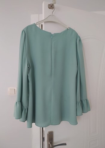 Fırfırlı Turkuaz Kadın Bluz - Görsel 2