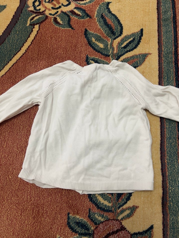 Kız Çocuk Beyaz Pamuklu Hırka - Görsel 5