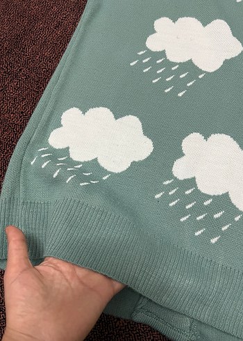 Bulut Desenli Rahat Örgü Hırka - Görsel 5