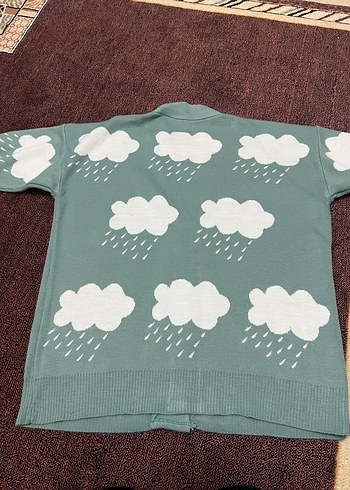 Bulut Desenli Rahat Örgü Hırka - Görsel 4