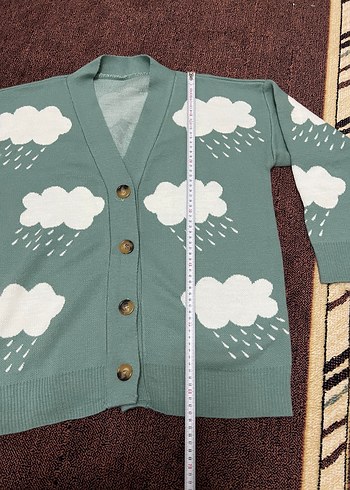 Bulut Desenli Rahat Örgü Hırka - Görsel 7