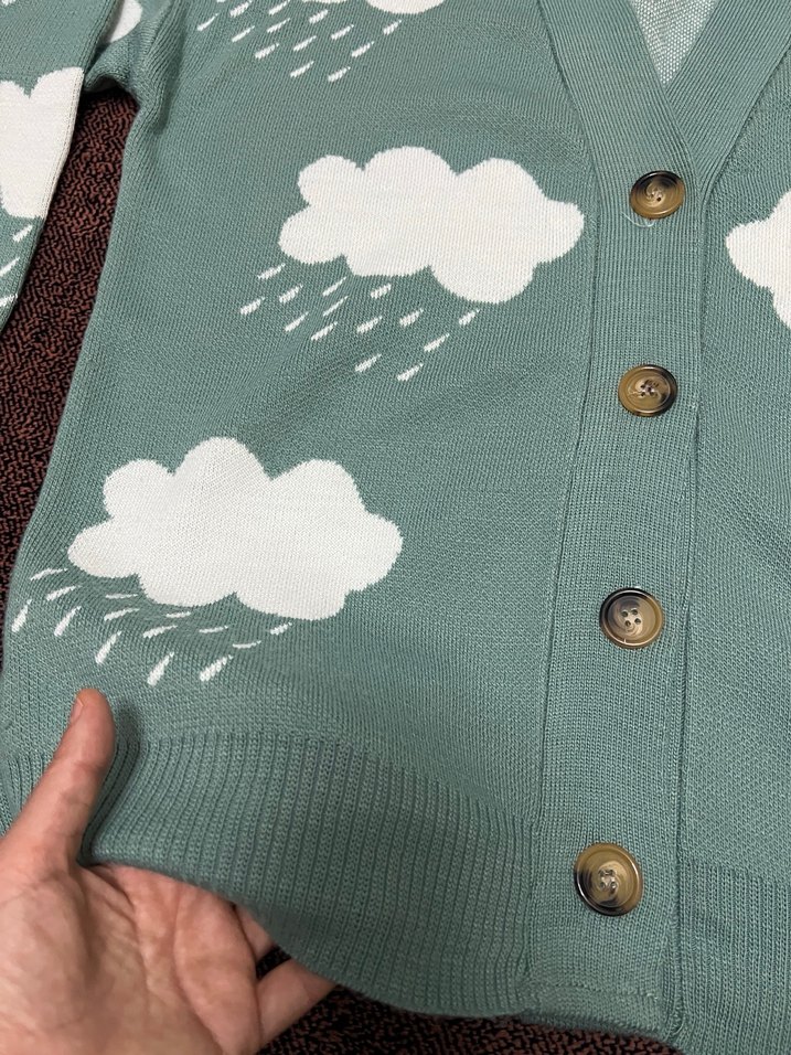 Bulut Desenli Rahat Örgü Hırka - Görsel 2