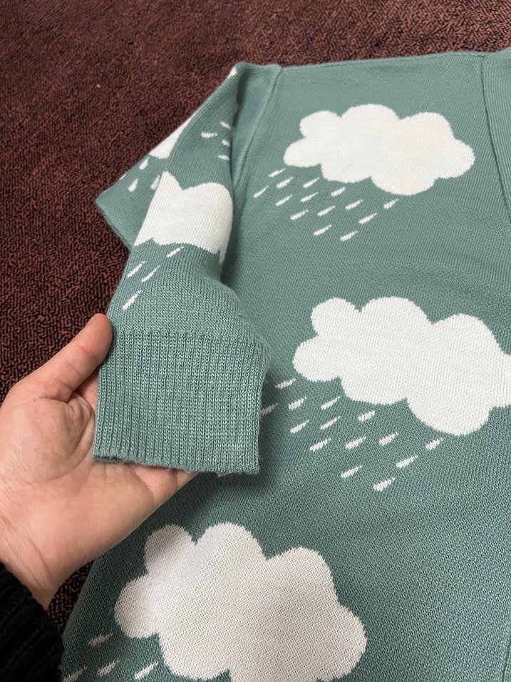 Bulut Desenli Rahat Örgü Hırka - Görsel 3