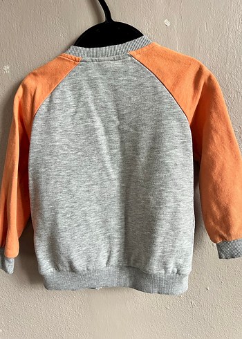 Gri Turuncu Erkek Çocuk Fermuarlı Sweatshirt - Görsel 2