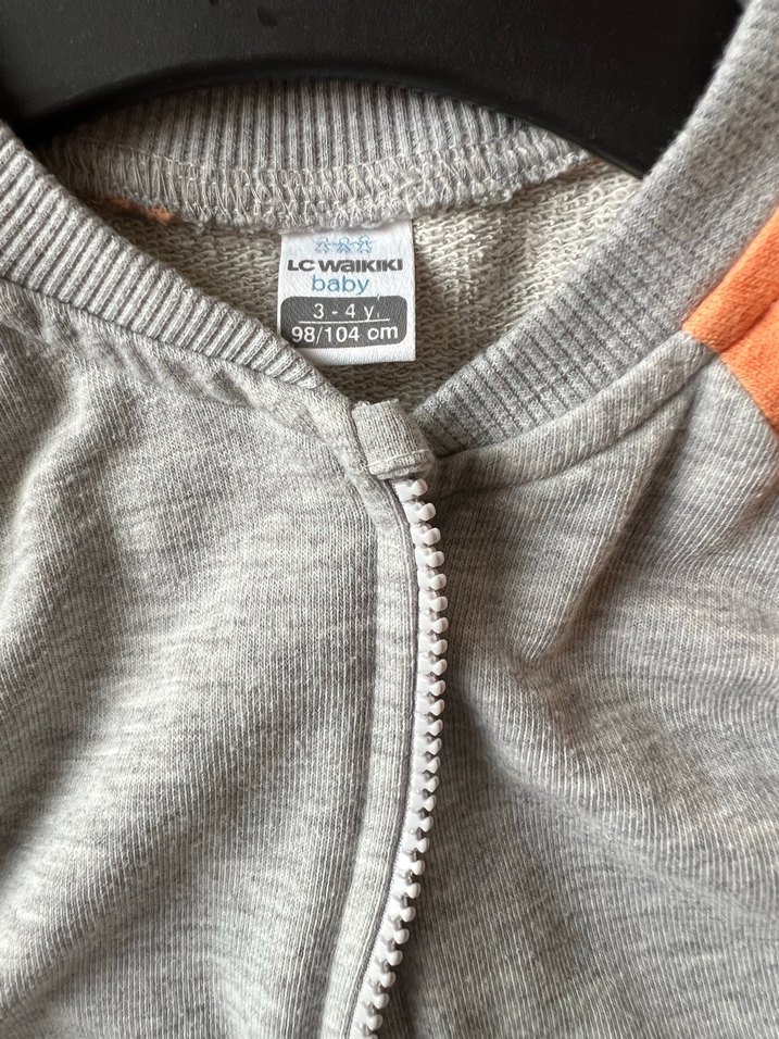 Gri Turuncu Erkek Çocuk Fermuarlı Sweatshirt - Görsel 3