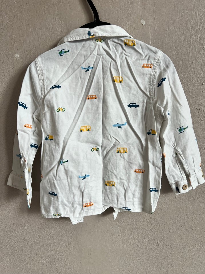 Beyaz Baskılı Erkek Çocuk Gömlek - Görsel 2