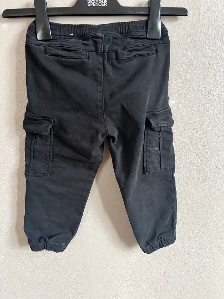 Zara Erkek Siyah Kemerli Bol Kesim Kot Pantolon - Görsel 2