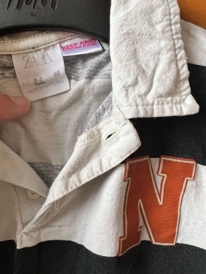 Erkek Çocuk Siyah Beyaz Çizgili Polo Tişört - Görsel 3