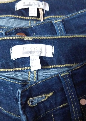 Mavi Düğmeli Kadın Denim Pantolon
