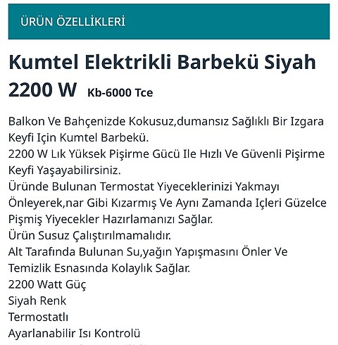 Kumtel Kumtel elektrikli ızgara