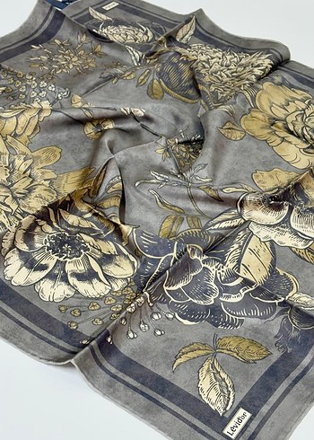 Siyah Kadın twill İpek Eşarp - Levidor - Görsel 17