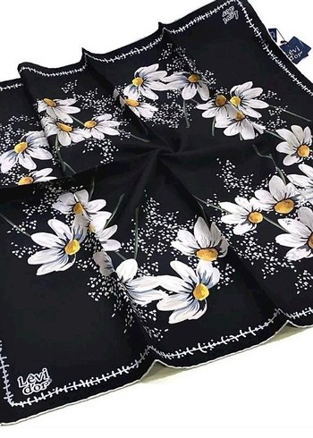 Siyah Kadın twill İpek Eşarp - Levidor - Görsel 16